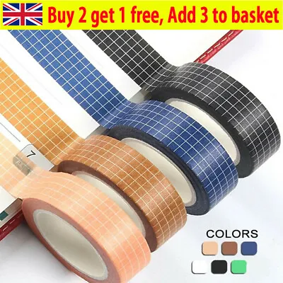 Washi Tape Grid Pattern 10m Roll Scrapbook Decorative Masking Craft Tape DH • £2.66