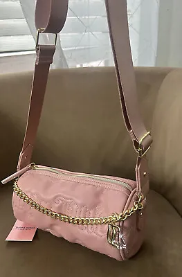 $64.99 • Buy Juicy Couture Pink Purse Barrel Bag Quilted Taffy Puff Roll Crossbody NWT