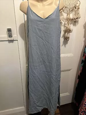 Ghanda Blue Linen Blend Midi Dress Size L • $20