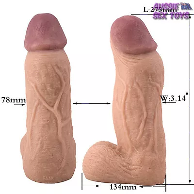 Dildo Monster HUGE Thick Peanut Penis Dong Big Balls 27.5cm Long 8cm Wide • $121