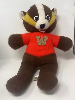 VINTAGE 22” PLUSH ANIMAL WISCONSIN BUCKY BADGER Badgers Memorabilia Bank Promo • $11.99