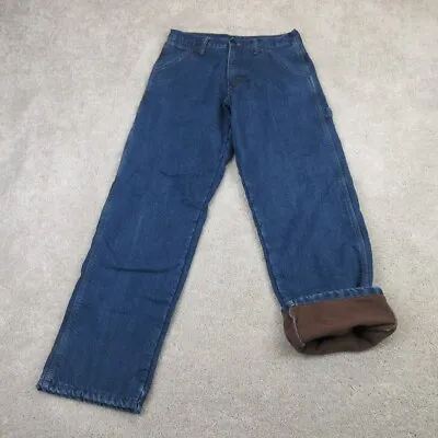 Wrangler Jeans Mens 30x32 Blue Fleece Lined Straight Carpenter Utility Workwear • $19.96
