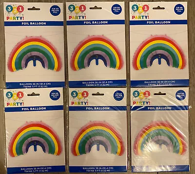 321 Party Lot Of 6 Rainbow Mylar Foil Balloon Decor Birthday 36 In. Helium Party • $10