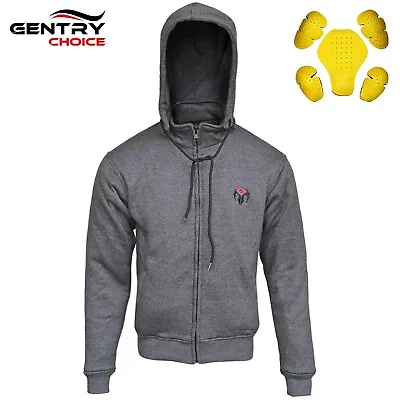 RIDERACT® Motorcycle Riding Hoodie Grey Aramid Reinforced Biker Hoody With Armor • $87.43