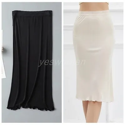 Women Knit Silk Half Slips Underskirt Mulberry Silk A Line Long Skirts Petticoat • $9.98