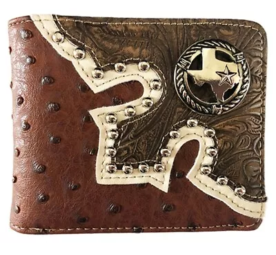 Texas State Men Wallet Western Bifold Style W012-33 Brown Color • $10.99
