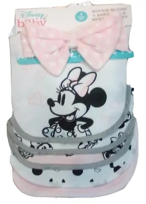 Disney Baby Minnie Mouse 6 Pack Baby Bibs And Headband Set GREAT GIFT FD51350 • $14.99