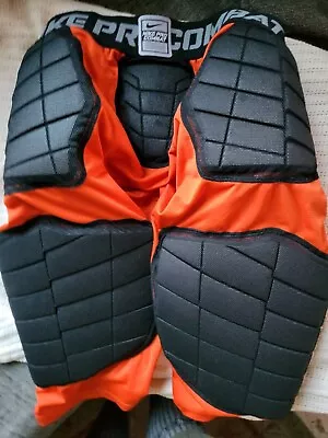 Nike Pro Combat Sport Shorts Mens XL Orange & Black Padded Compression MMA  • $18.99