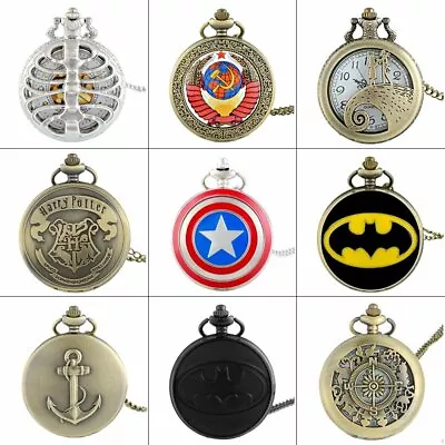 Retro Vintage Quartz Pocket Watch Necklace Pendant Steampunk Antique Chain Gift • $4.98