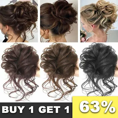 Women Large Hair Scrunchie Wavy Curly Wrap Messy Bun Updo Hair Piece Natural Wig • £3.53