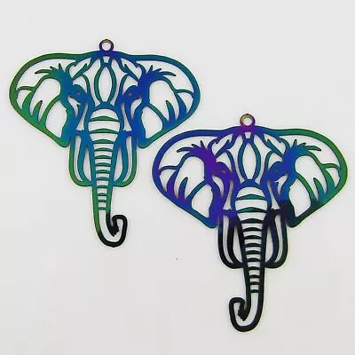 Bulk 6pce Laser Cut Elephant Charm Pendant Earring Component SSteel 44x40mm • $9.99