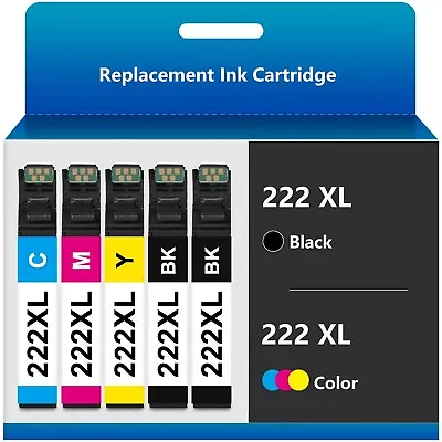 High Capacity T222XL 222 XL Replacement Ink For XP-5200 WF-2960 - 5 Pack • $35.98