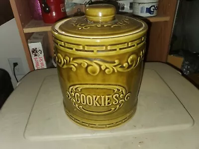 1960s Vintage Monmouth Stoneware Pottery Cookie Jar. Avacado Green • $29.95