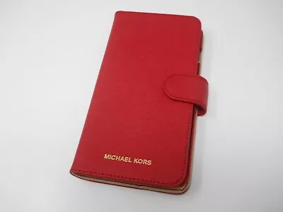 Michael Kors Red Saffiano Leather Folio Card Case Phone Wallet 6 X 3 IPhone • $32