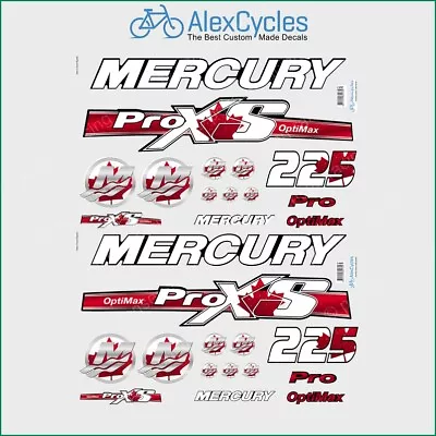 225 HP Mercury Optimax ProXS Outboadrs Motor Canada Laminated Decals Boat  • $77