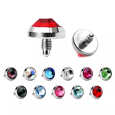 £2.99 • Buy Gem Micro Dermal Anchor Surface Head Implant Top 316L Surgical Steel Choose Size