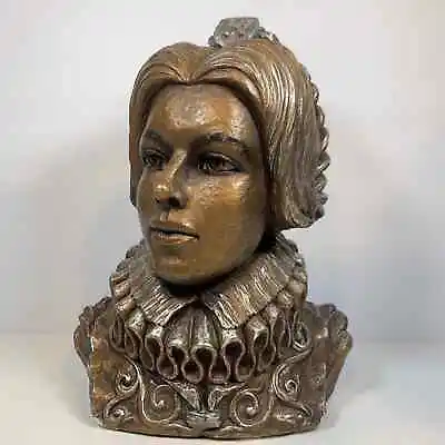 Marwal Chalkware Spanish Royal Head Bust - Mid-Century Elizabethan Lady • $34.90