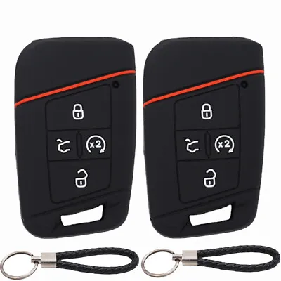 $10.11 • Buy 2Pcs Silicone 4 Buttons Key Fob Cover & Keychain For Volkswagen Passat Arteon