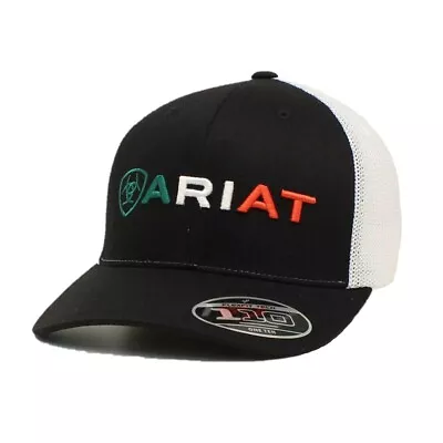 Ariat Men's Black Mexican Flag Embroidered Logo Baseball Cap A300012201 • $32