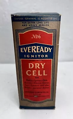 Vintage Eveready No.6 Ignitor Dry Cell Battery Box 1929 Radio Lanterns Toys RARE • $49.95