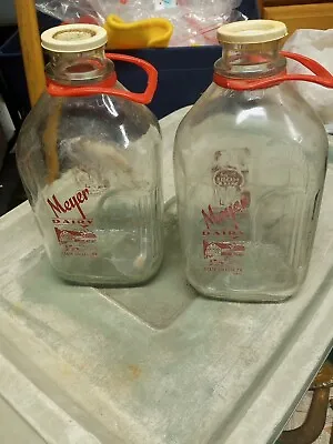 2 Vintage  1/2 Gallon Milk Bottles Meyer Dairy State College PA • $28.50