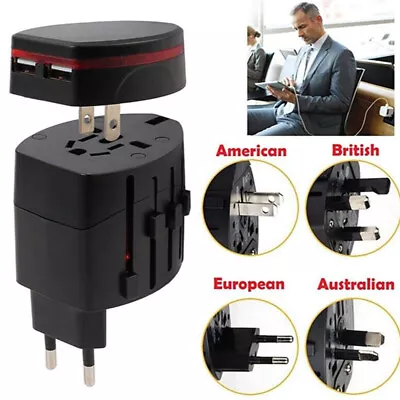 2 USB Port Adapter Universal International World Wide Multi Travel Plug Charger  • $9.99