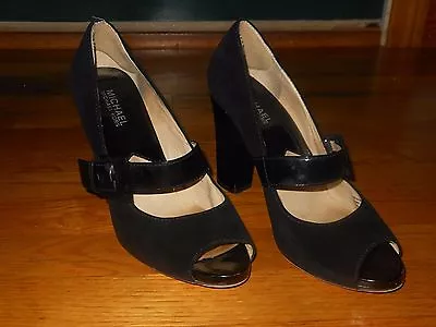 Michael Kors Open Toe Heels - Women's Sz 9 M - Black Suede - 4  Heels - EX Cond • $29.95