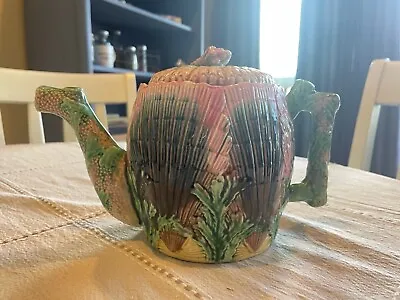 Etruscan Majolica Tea Pot Shell & Seaweed Pattern #E26 Very Good Condition • $195