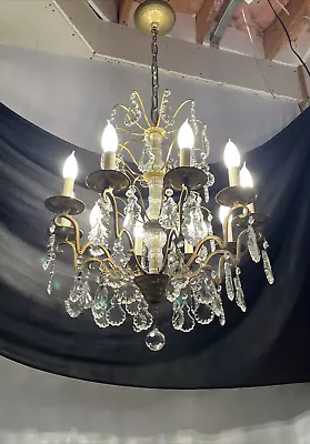 RESTORED Antique Vtg French Louis XV Style Crystal Chandelier 10-Light 20s 30 40 • $995