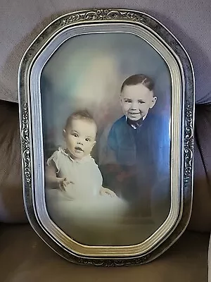 Vintage Ornate Wood Picture Frame With Convex Glass • $60