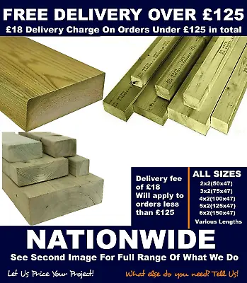 Timber Treated  2x2/3x2/4x2/5x2/6x2/9x2 C16/C24 ORDER £125 FOR FREE DELIVERY • £16.91