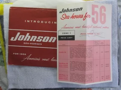 Vintage Johnson Outboard Motors Sea-Horses For 1956 And Envelope • $4.10