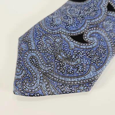 Robert Talbott Carmel Tie Mens Blue Jacquard Paisley Hand Sewn Seven-Fold USA • $29.77