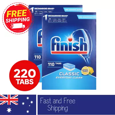 2x Finish Dishwashing Tablets Tabs Classic Everyday Clean Lemon Sparkle 110p 220 • $54.95