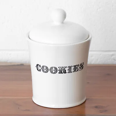 White Ceramic Biscuit Storage Tin Barrel Cookie Jar Container Kitchen Accessory • £17