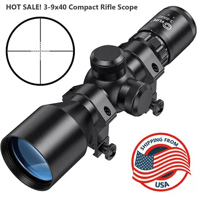 HOT SALE! 3-9x40 Compact Rifle Scope Crosshair Reticle Hunting Scope With Mounts • $40.29