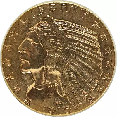 US 1910-P $5 Indian Head Gold Half Eagle Coin US Coin Mint State? FREE SHIPPING! • $699