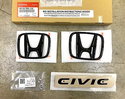 Genuine OEM Honda 16-21 Civic 4dr Sedan Gloss Black Logo Emblem Set 08F20TBA100 • $108.95