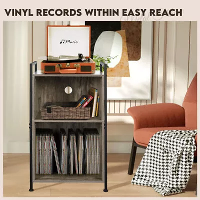 Record Player Stand Turntable Stand W/ Storage 3-Tier Storage Rack Holder 180LPS • $90.94