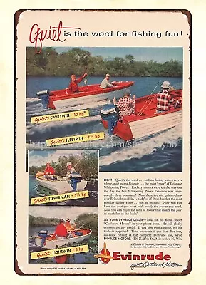 Wall Decor Ideas 1956 EVINRUDE Outboard Motors Boating Fishing Metal Tin Sign • $18.80