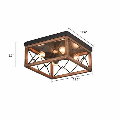 Modern Farmhouse Chandelier Light Fixture Ceiling Pendant Lamp Rustic Wood Black • $32.30