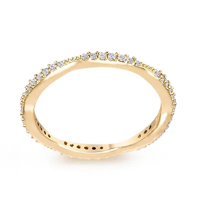 Samie Collection Gold Plated Micro Pave CZ Eternity Wedding Band Ring 2mm • $26.99