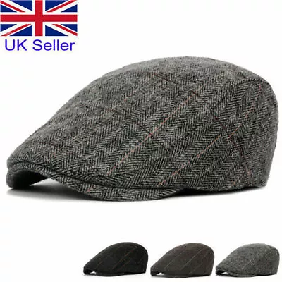 Men Flat Adjustable Cap Beret Baker Newsboy Tweed Gatsby Wool Duckbill Ivy Hats • £9.12