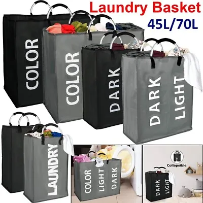 Collapsible Fabric Laundry Hamper Foldable Clothes Bag Washing Bin Basket • £3.99