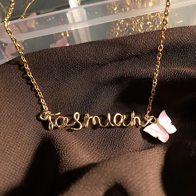 Gold Personalised Name Necklace Handmade With Charm Jewellery Gift For Her • £6.99