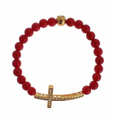 £117.41 • Buy NIALAYA Bracelet Women's Agate Stone Gold CZ Cross 925 Silver S. M