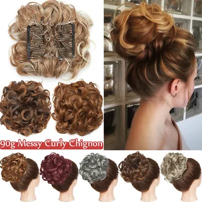 NEW!! Elastic Scrunchie Wedding Hair Bun Peice Comb Clip In Hair Extension Ombre • £2.85