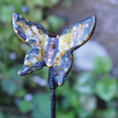 Ceramic Butterfly Plant Pot Stick/Stake. Garden Yard Decoration. Gardeners Gift • £7