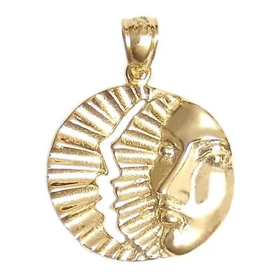 New 14k Yellow Gold Sun And Moon Pendant • $299