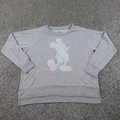 Disney Sweater Womens Large Gray Tie Dye Mickey Mouse Outdoor Sweatshirt Casual • $24.99